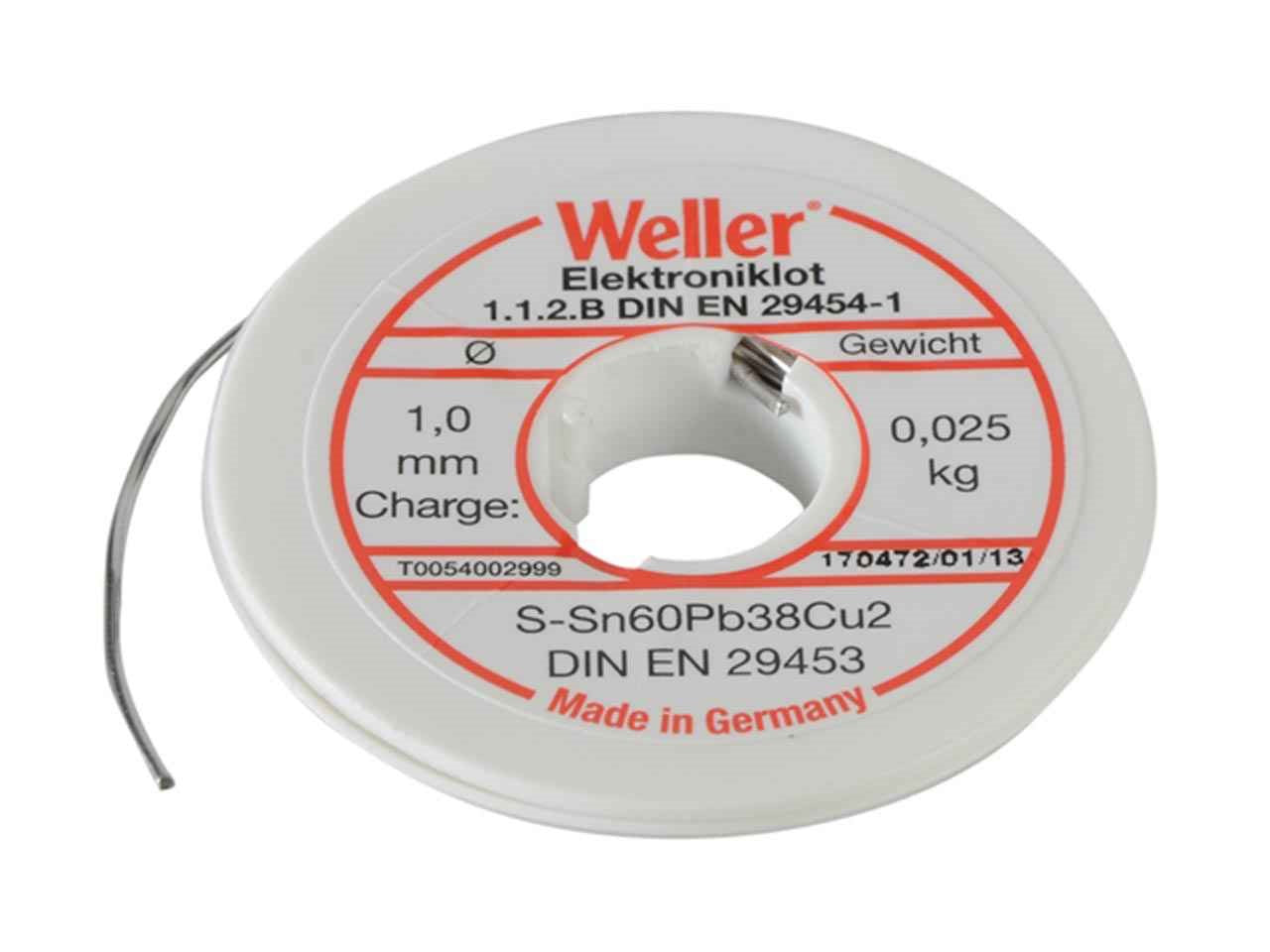 Weller Electronic Resin Core Solder 1mm 25g 60/45