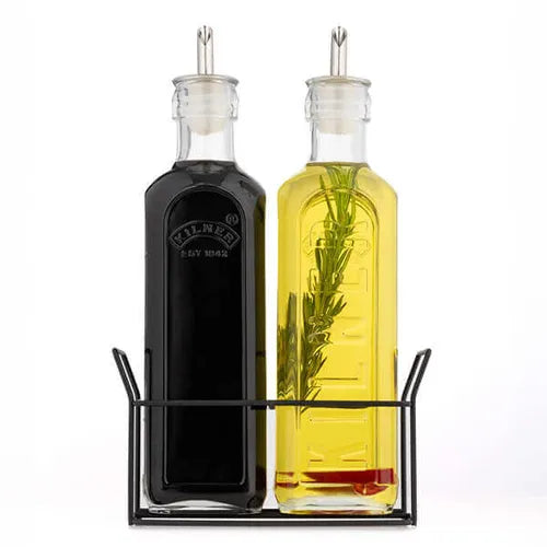 Kilner Glass Oil Bottles & Metal Rack