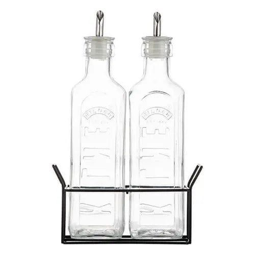 Kilner Glass Oil Bottles & Metal Rack