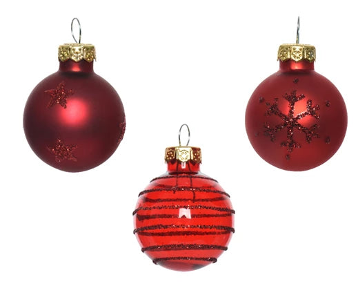 Kaemingk Red Glass Snowflake Bauble Set