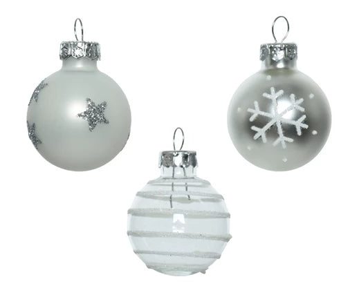 Kaemingk White Glass Snowflake Bauble Set