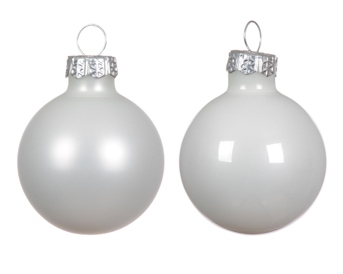 Kaemingk Baubles glass enamel,matt mix - winter white - Tube of 16
