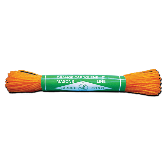 Orange cord with green label on a white background