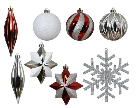 Kaemingk Red Shatterproof Snowflake and Bauble Set