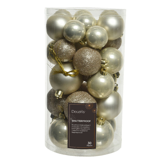 Kaemingk Baubles shiny, matt, glitter mix - pearl - Box of 30