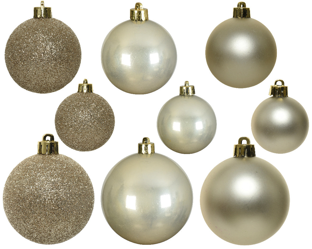 Kaemingk Baubles shiny, matt, glitter mix - pearl - Box of 30
