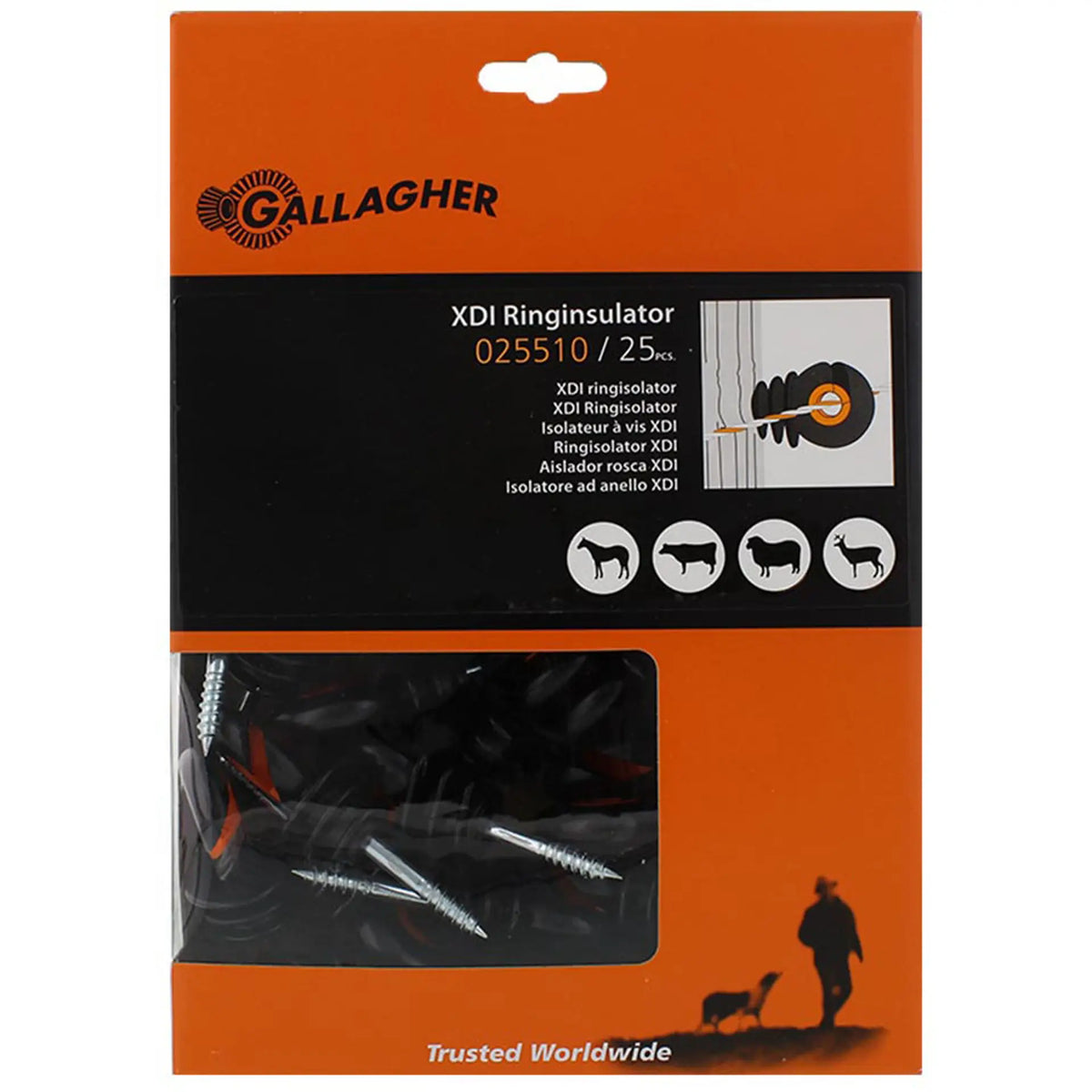 Gallagher XDI Heavy-Duty Ring Insulator Electric Fencing Screw Fittings