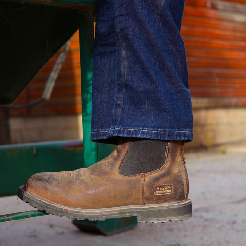 Ariat Groundrancher Chelsea Wide Square Toe Steel Toe Work Boot