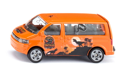 Siku orange VW T5 Multivan die-cast toy van with rubber tyres and opening tailgate.