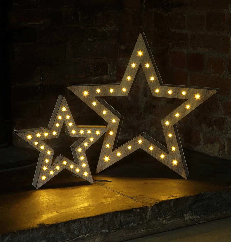 Noma Set of 2 Lit Rustic Wooden Stars – Sam Turner & Sons