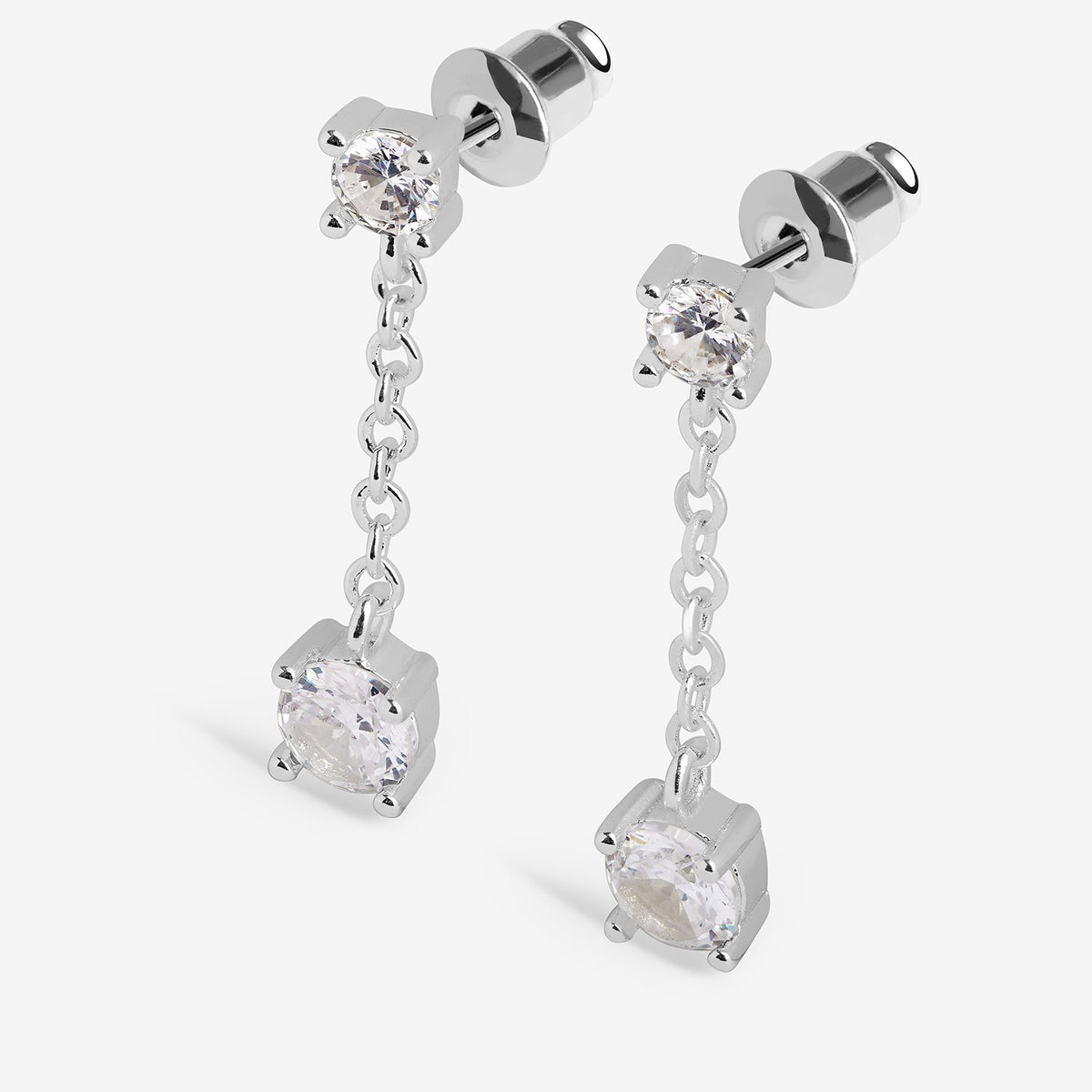 Joma Jewellery Sending Love And Wishes Cubic Zirconia Drop Stud Earrings in Silver Plating