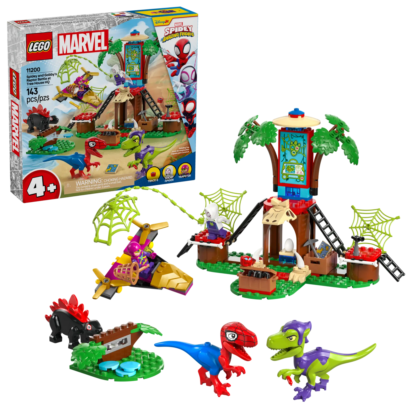 Lego Marvel Spidey and Gobby's Raptor Battle at Tree House HQ 11200