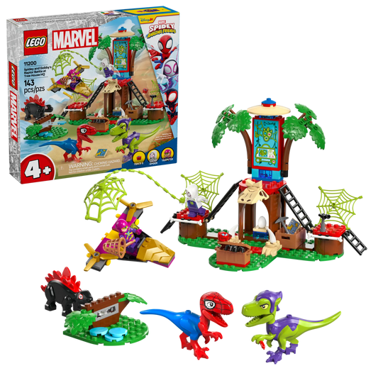Lego Marvel Spidey and Gobby's Raptor Battle at Tree House HQ 11200