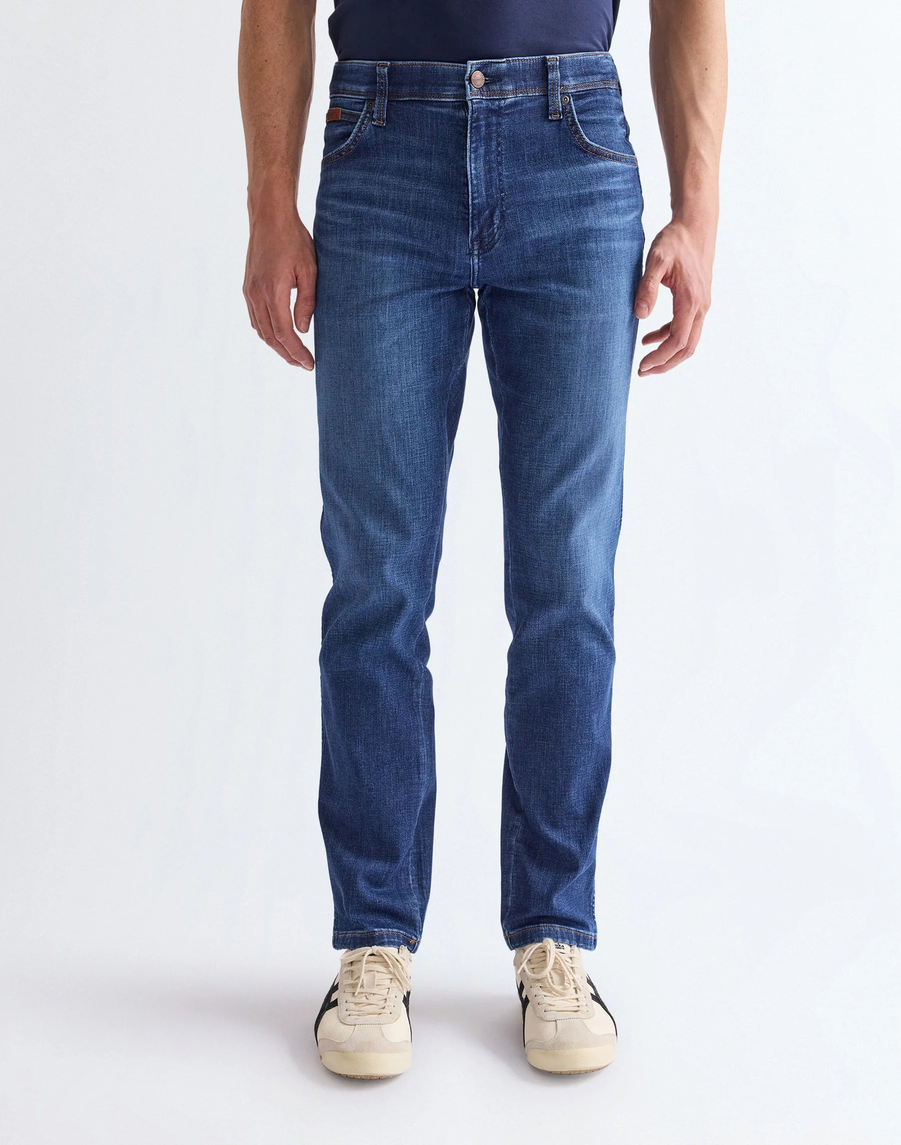 Wrangler Texas Slim Medium Stretch Jeans in Blue Jam