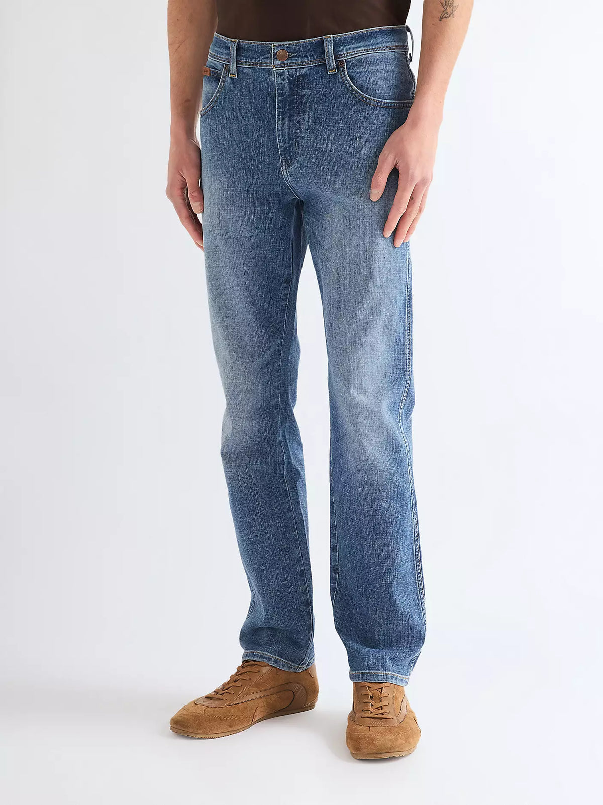 Wrangler Texas Slim men's low stretch jeans in heavyweight blue denim
