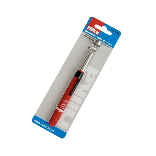 Hilka telescopic magnetic 8lbs pick up tool extended showing magnet head and hi-viz handle