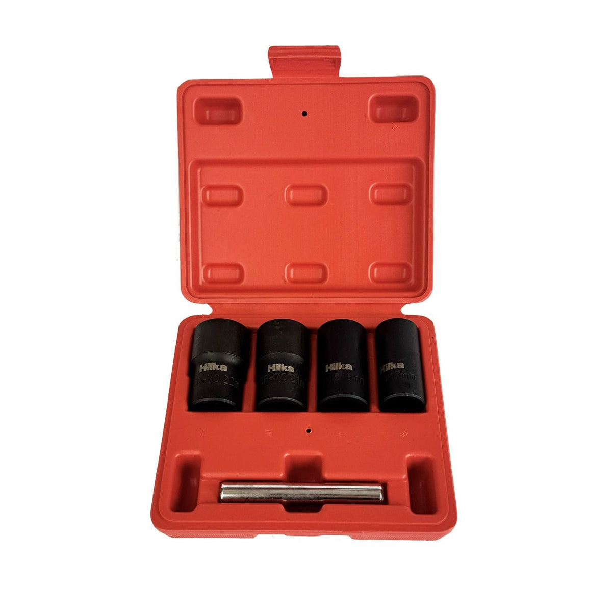 Hilka 5 piece 1/2 inch drive nut and bolt remover twist socket set in blow moulded storage case
