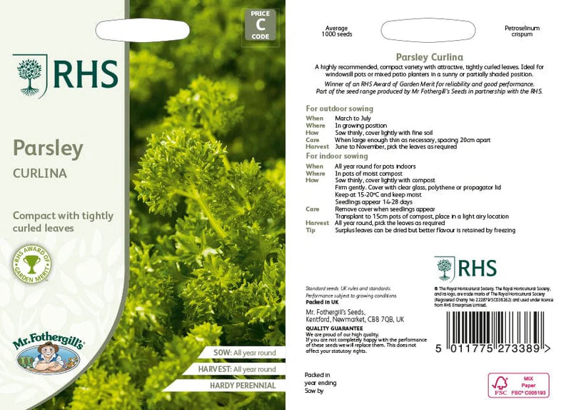 Fothergill's RHS Parsley Curlina Seeds