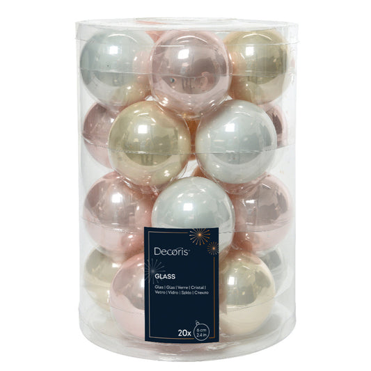 Kaemingk - Baubles glass enamel mix - soft pink - Tube a 20