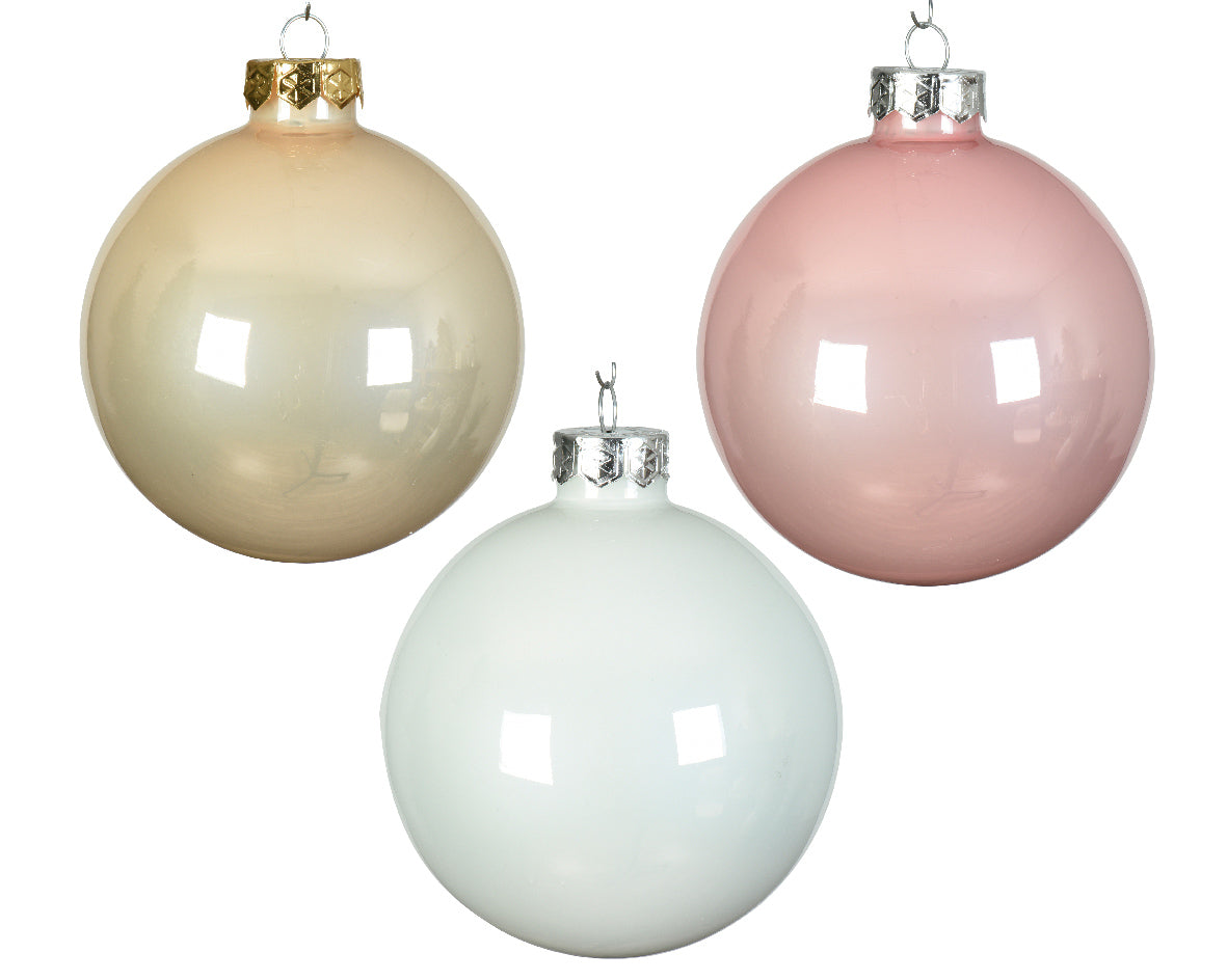 Kaemingk - Baubles glass enamel mix - soft pink - Tube a 20
