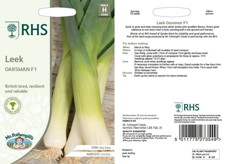 Fothergill's RHS Leek Oarsman F1 Seeds