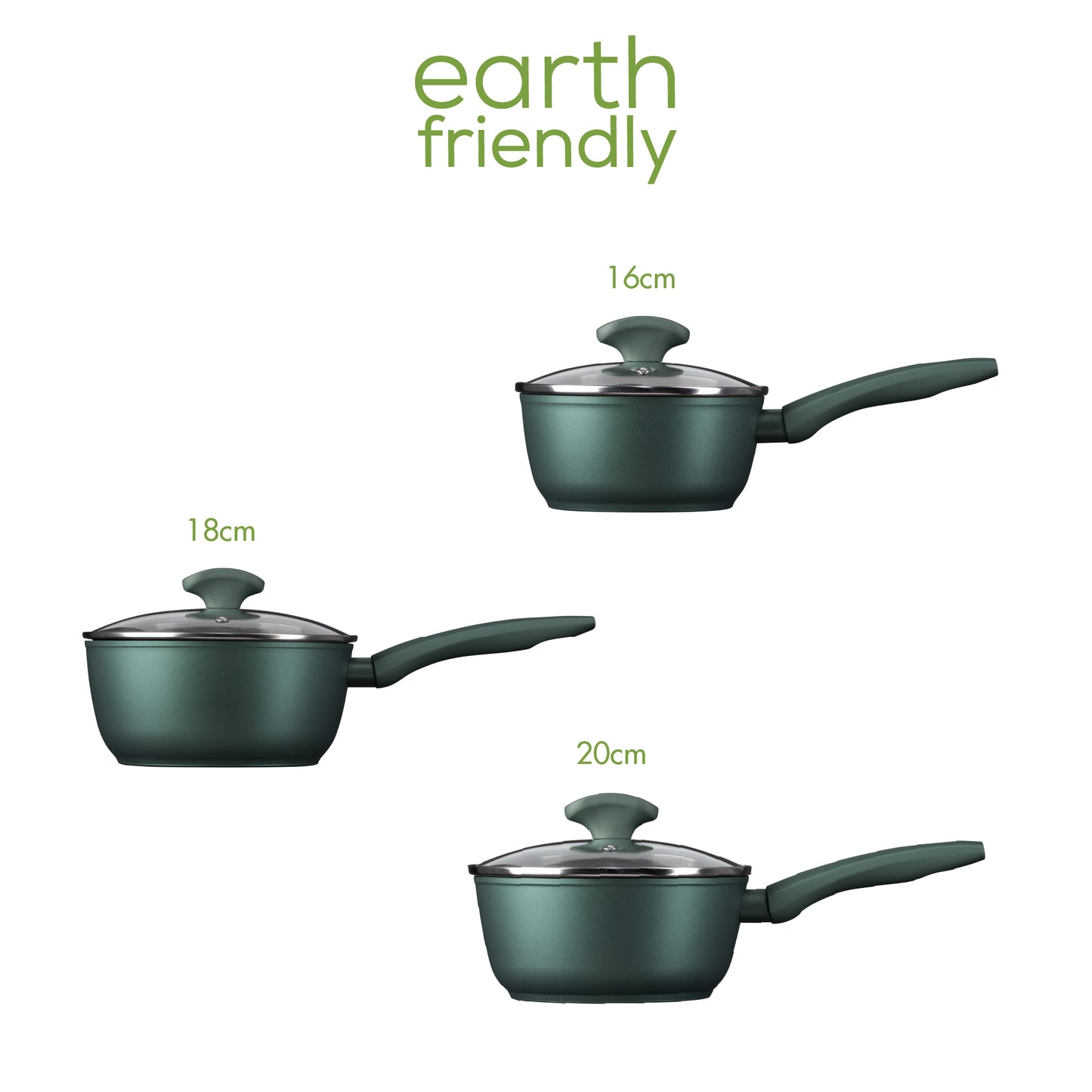 Prestige Earth Friendly Non-Toxic Non-Stick Induction 3 Piece Saucepan Set with Lids