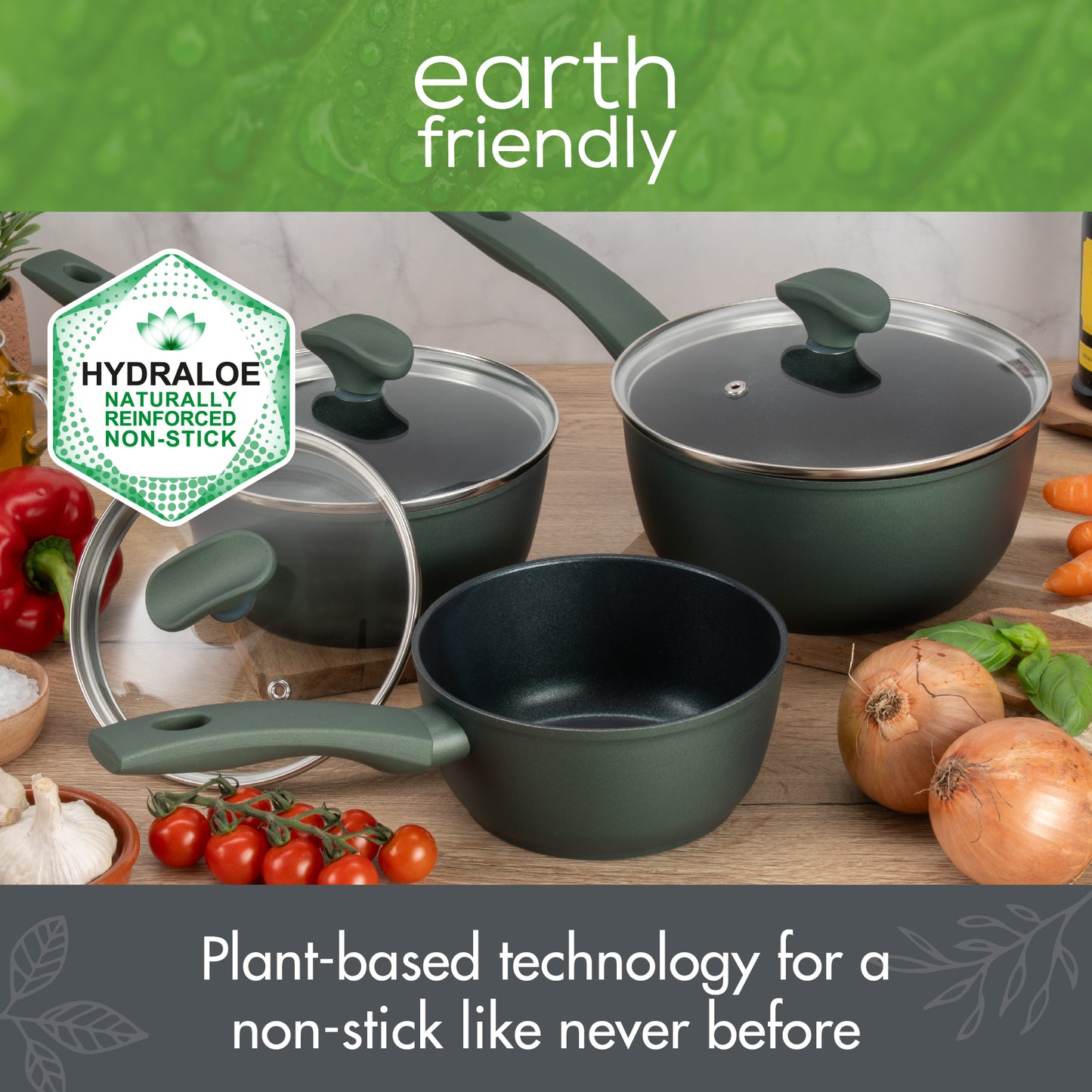 Prestige Earth Friendly Non-Toxic Non-Stick Induction 3 Piece Saucepan Set with Lids