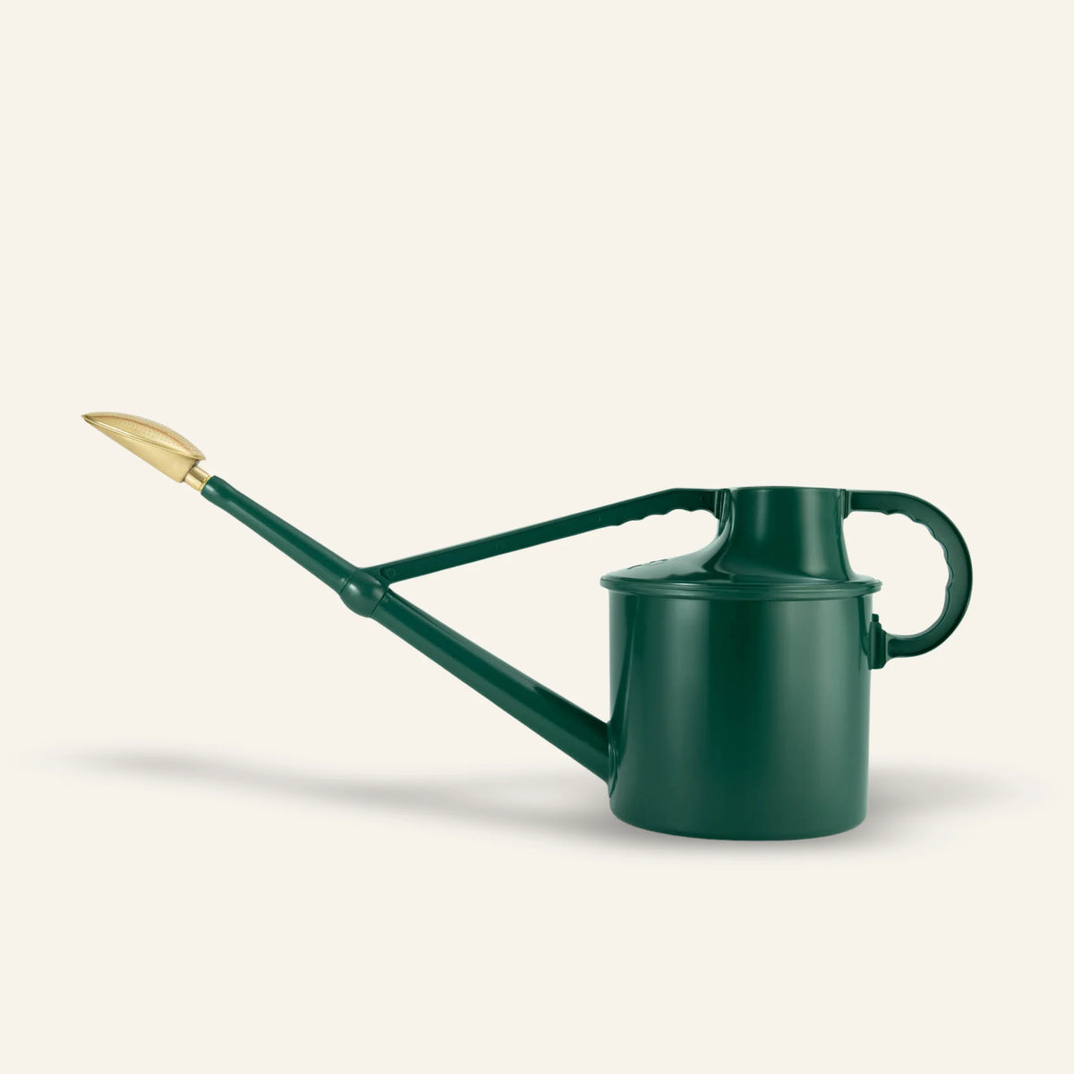 Haws The Cradley Deluxe green metal 7 litre watering can with brass rose and dual handles