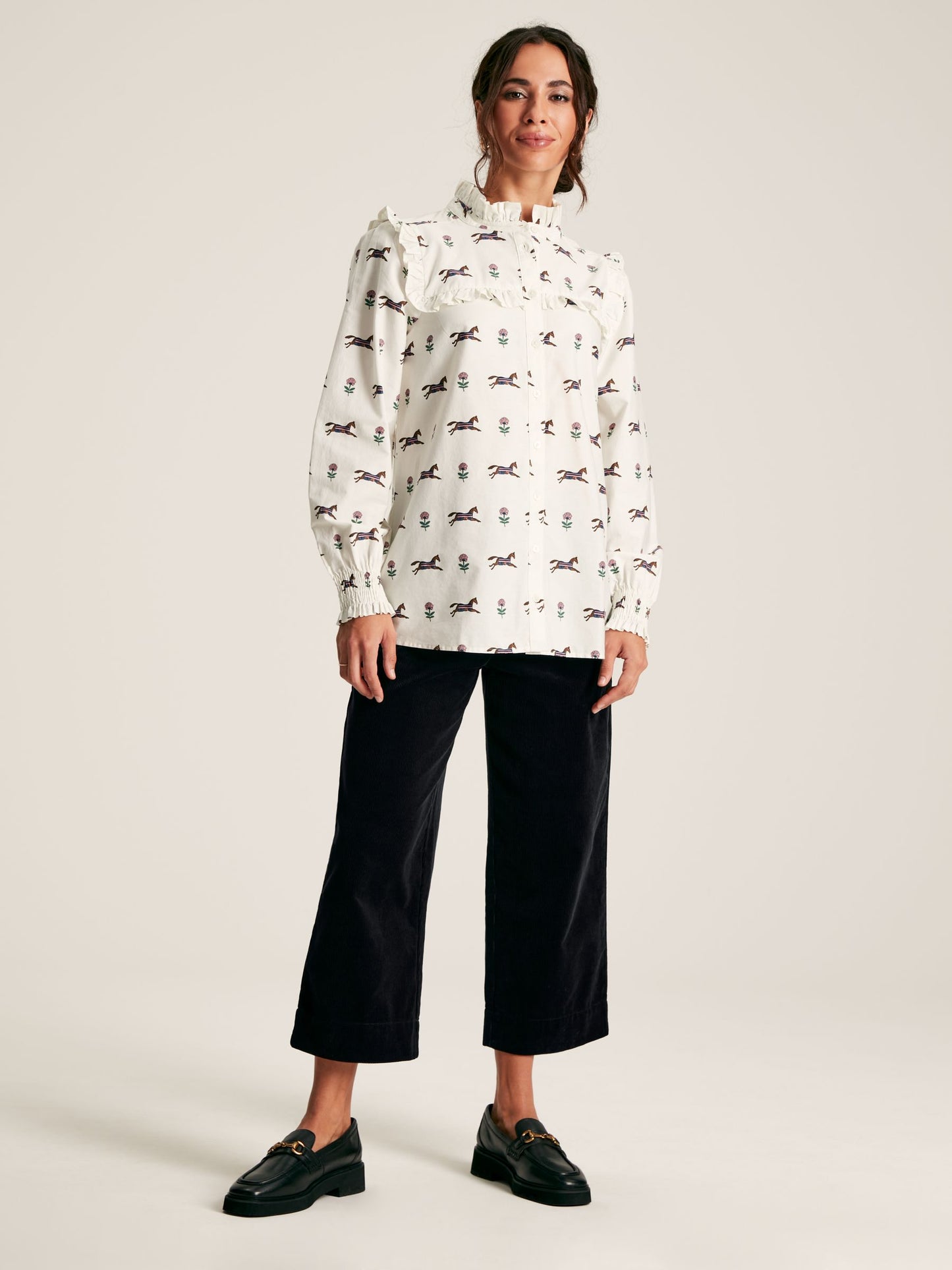 Joules Henrietta Printed Frill Blouse