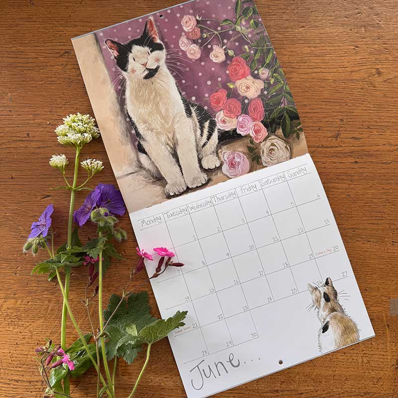 Alex Clark Charismatic Cats 2027 wall calendar featuring cat illustrations and monthly grid planner