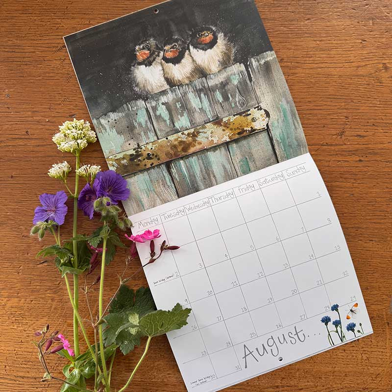 Alex Clark Little Things In Life 2027 wall calendar featuring countryside illustrations and monthly grid planner