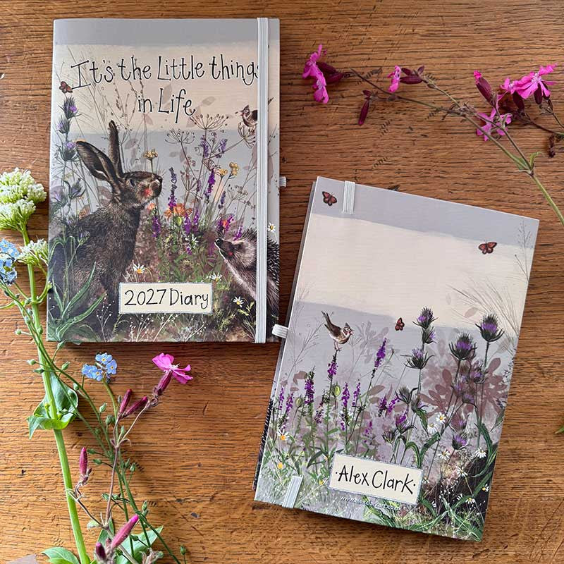Alex Clark It's The Little Things In Life 2027 desk diary with week-to-view pages and animal illustrations