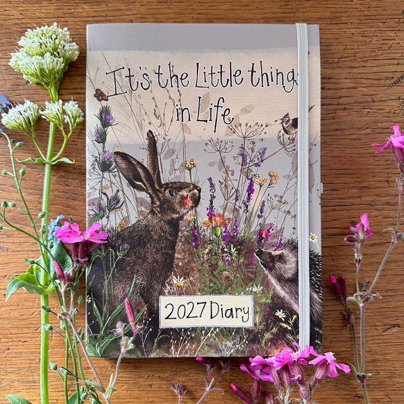 Alex Clark It's The Little Things In Life 2027 desk diary with week-to-view pages and animal illustrations