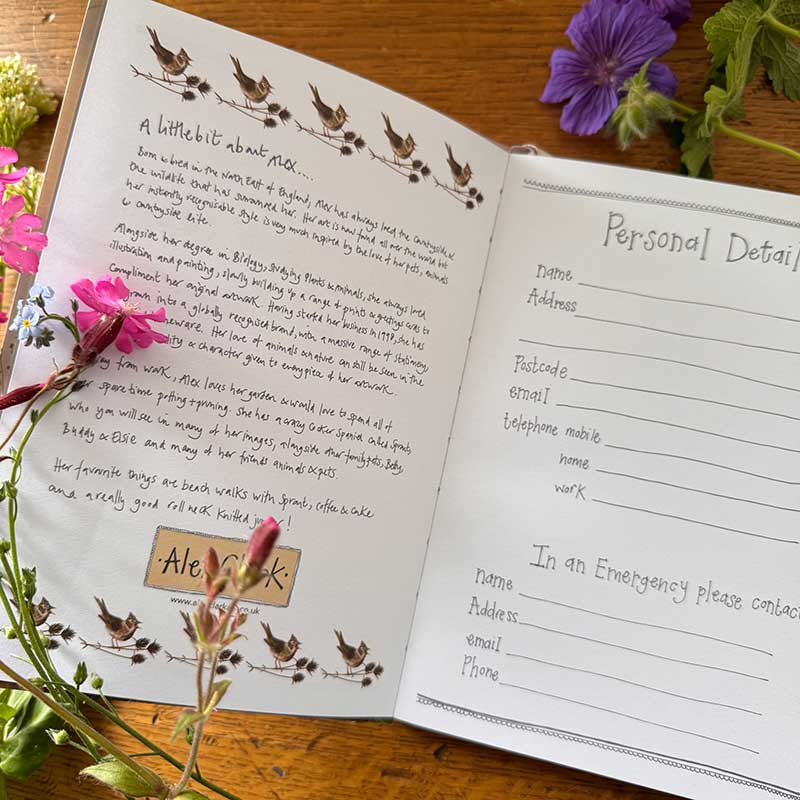 Alex Clark It's The Little Things In Life 2027 desk diary with week-to-view pages and animal illustrations
