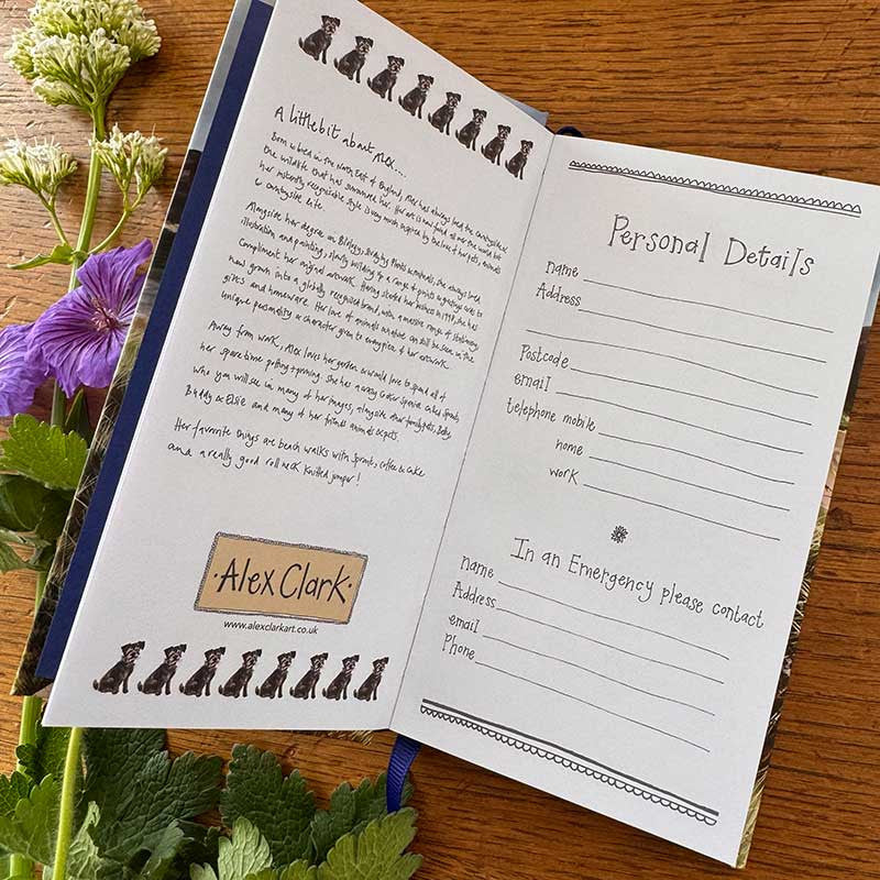 Alex Clark Delightful Dogs 2027 pocket diary with week-to-view layout and dog illustrations