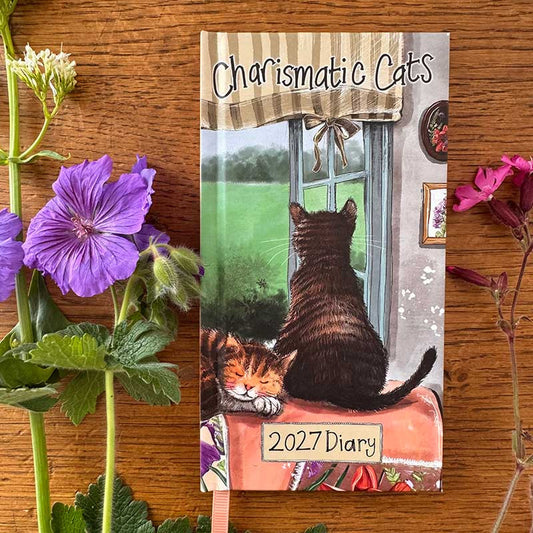 Alex Clark Charismatic Cats 2027 pocket diary with week-to-view layout and cat illustrations