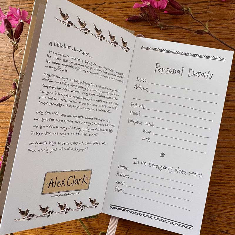 Alex Clark It's The Little Things In Life 2027 pocket diary with week-to-view layout and animal illustrations