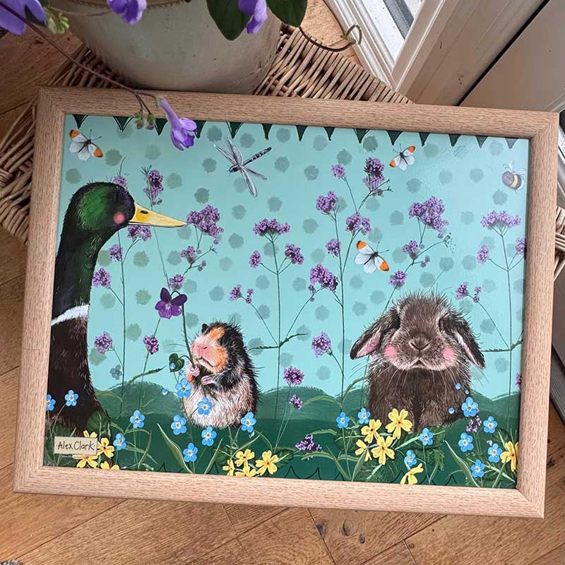 Alex Clark Bramble lap tray with cushioned base and hedgehog illustration