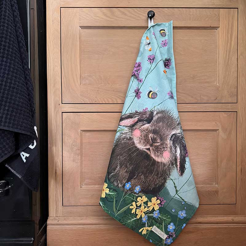 Alex Clark Bramble cotton tea towel featuring a hedgehog illustration