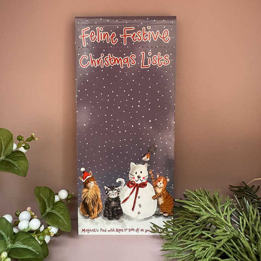 Alex Clark Cats & Snowman magnetic to do list pad featuring lined tear-off pages and festive illustration