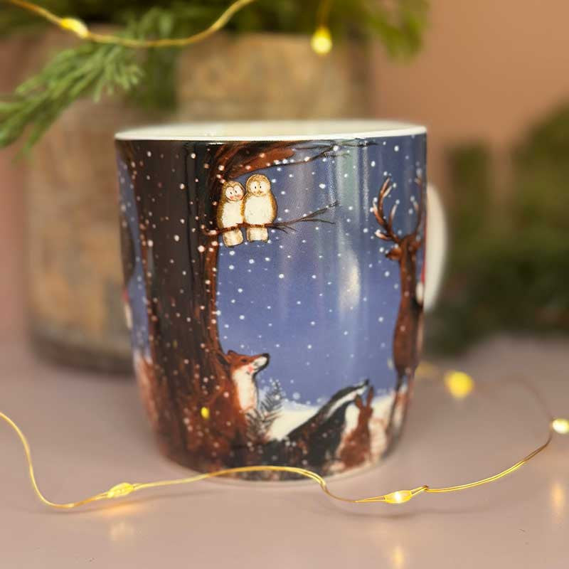 Alex Clark Santa & His Friends fine china Christmas mug with festive woodland illustration
