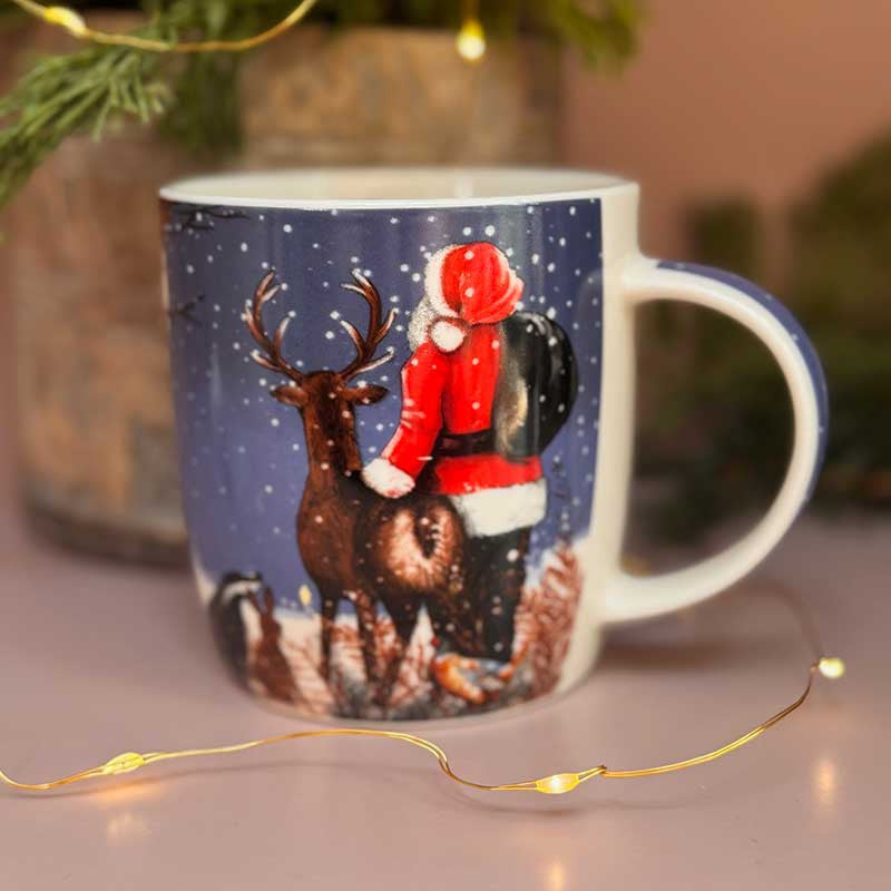 Alex Clark Santa & His Friends fine china Christmas mug with festive woodland illustration