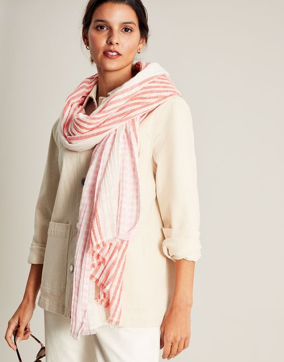 Joules Orla Lightweight Texture Scarf - Multi Pink