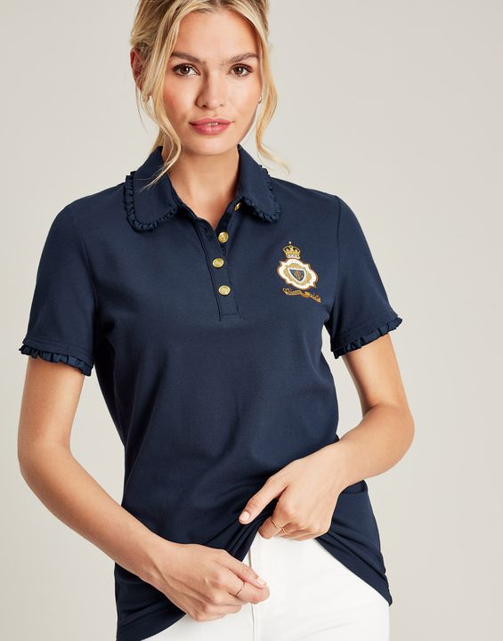 Joules Rylie Frill Polo Shirt - French Navy