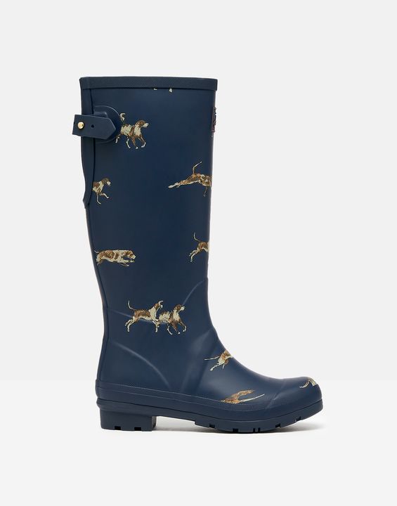 Joules Printed Wellies with Adjustable Back Gusset