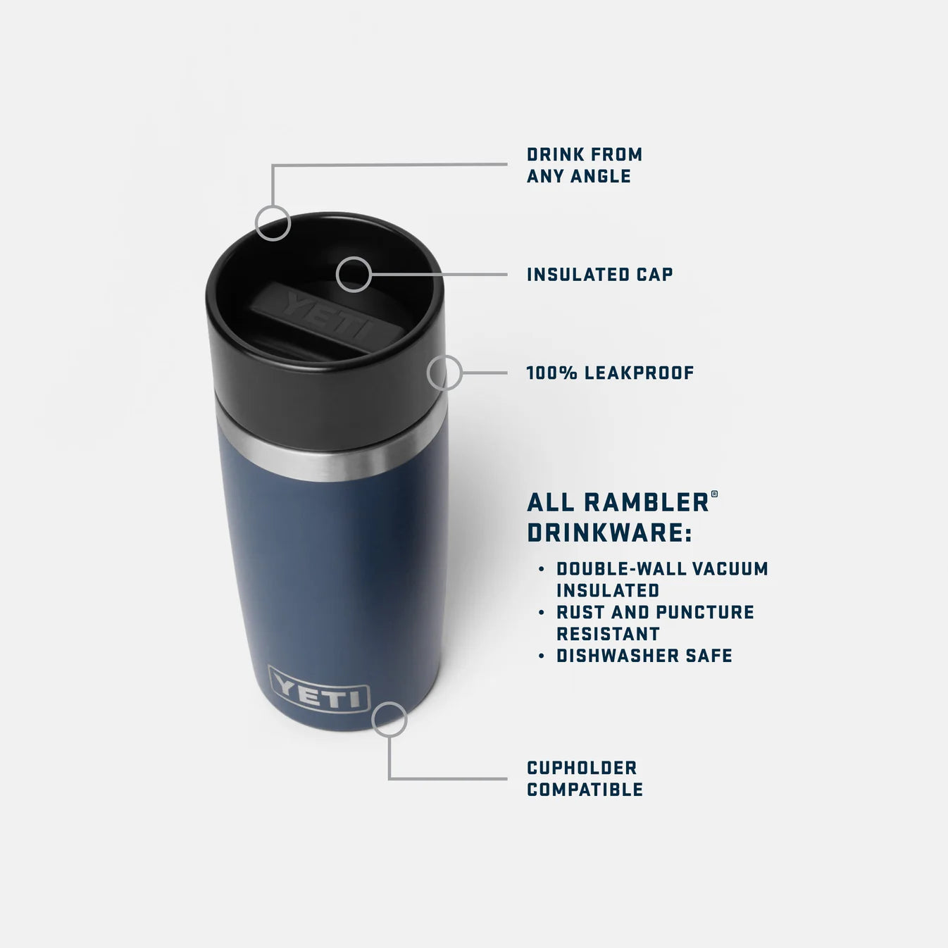 YETI Rambler 12 oz (355ml) Travel Bottle with Commuter Cap - White
