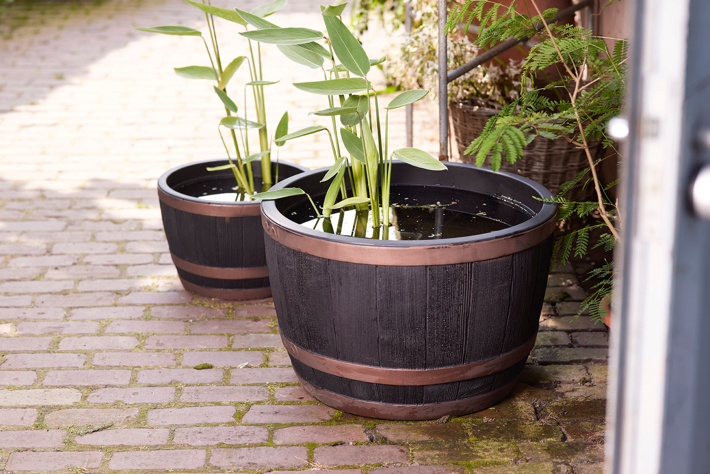 Stewart Blenheim Oak Effect Plastic Half Barrel - Copper