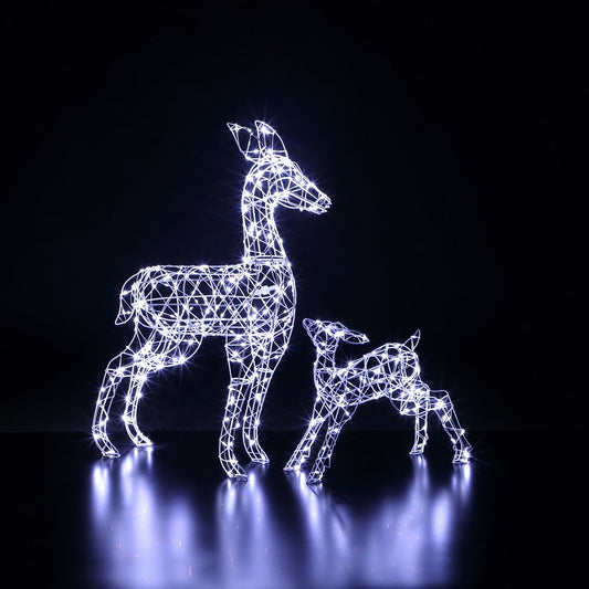Noma White Frame Richmond Deer & Faun with 350 LEDs