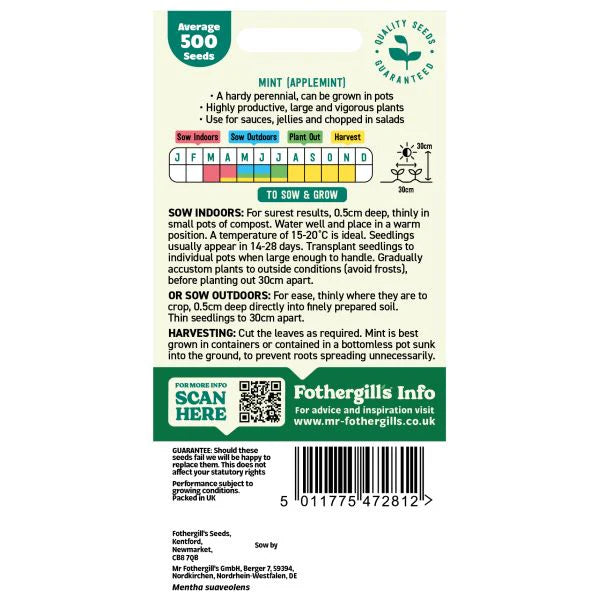 Fothergill's Mint Applemint Herb Seeds