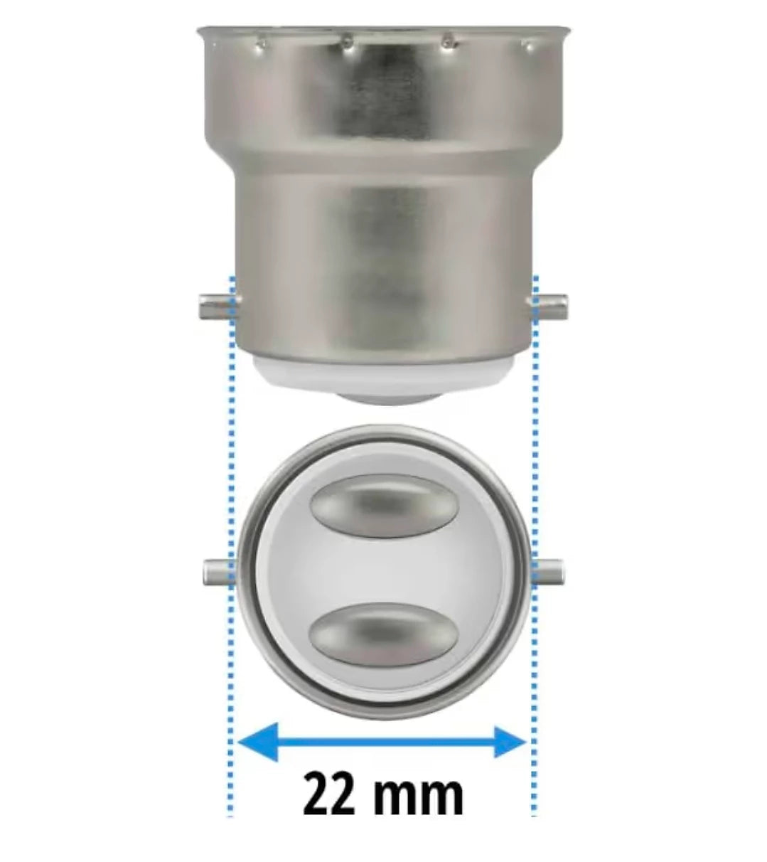 Black &amp; Decker 3 pack 7.3W B22 bayonet cap 6500K daylight LED light bulbs showing packaging and bulb base